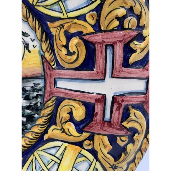 Ceramic Hand Painted Nautical Decorative Plate Sailing Ship Signed 11” Read - Picture 4 of 10